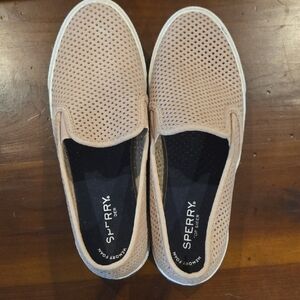 Sperry Women's Beige Perforated Slip-On Loafers